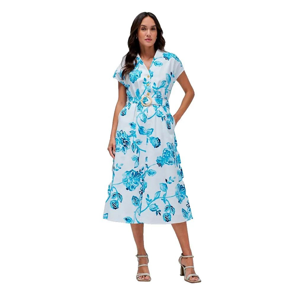 

Платье Salsa Jeans Floral Print Regular Fit midi, белый
