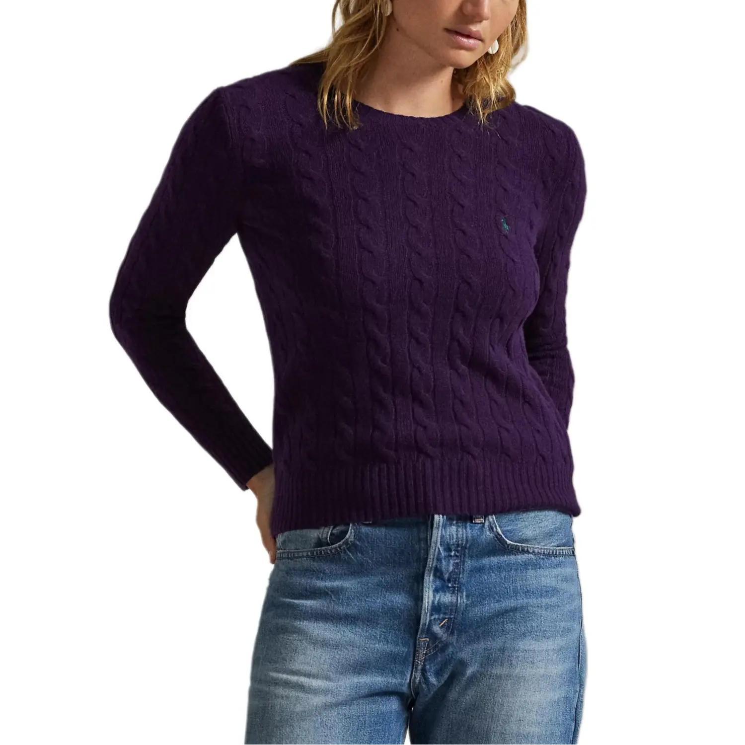 Джемпер с косой вязкой Polo Ralph Lauren, темно-синий фиолетовый — фото 4