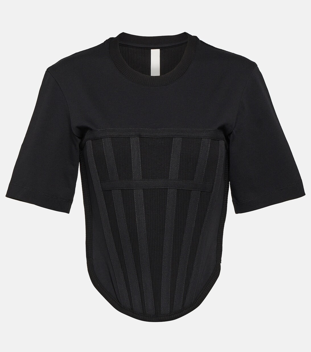 

Корсетная футболка из хлопкового джерси DION LEE, черный