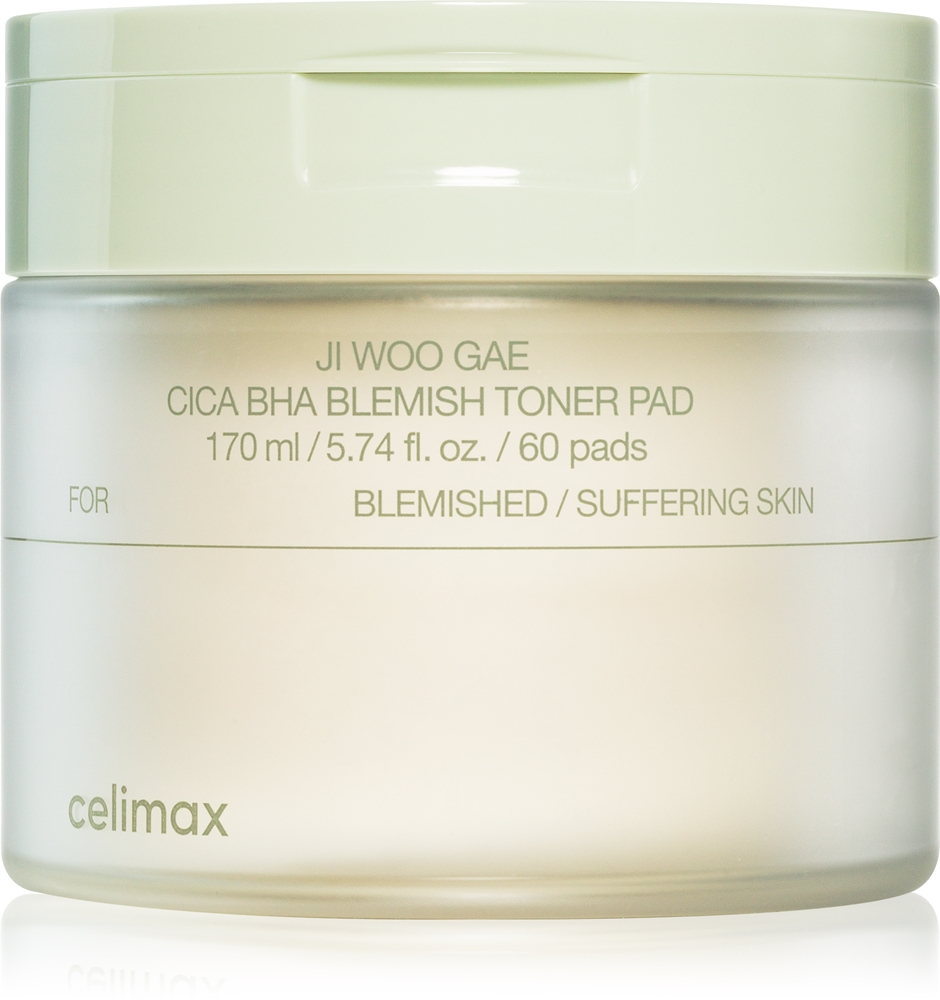 

Отшелушивающие диски Ji Woo Gae Cica Bha Blemish Toner Pad для сухой, склонной к акне кожи Celimax, 60 шт