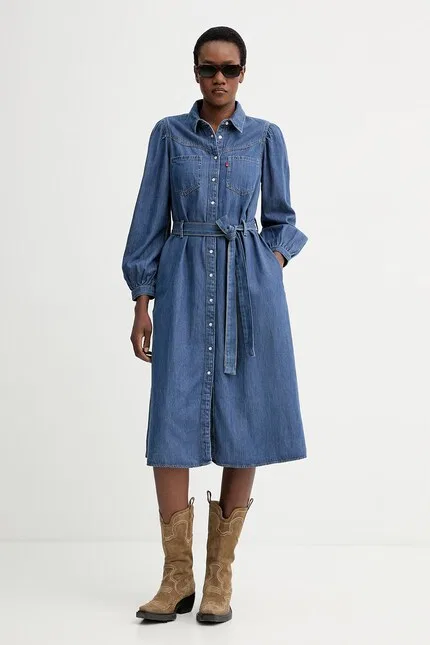 Платье джинсовое JOURNEY LS MAXI Levi's, синий — фото 2