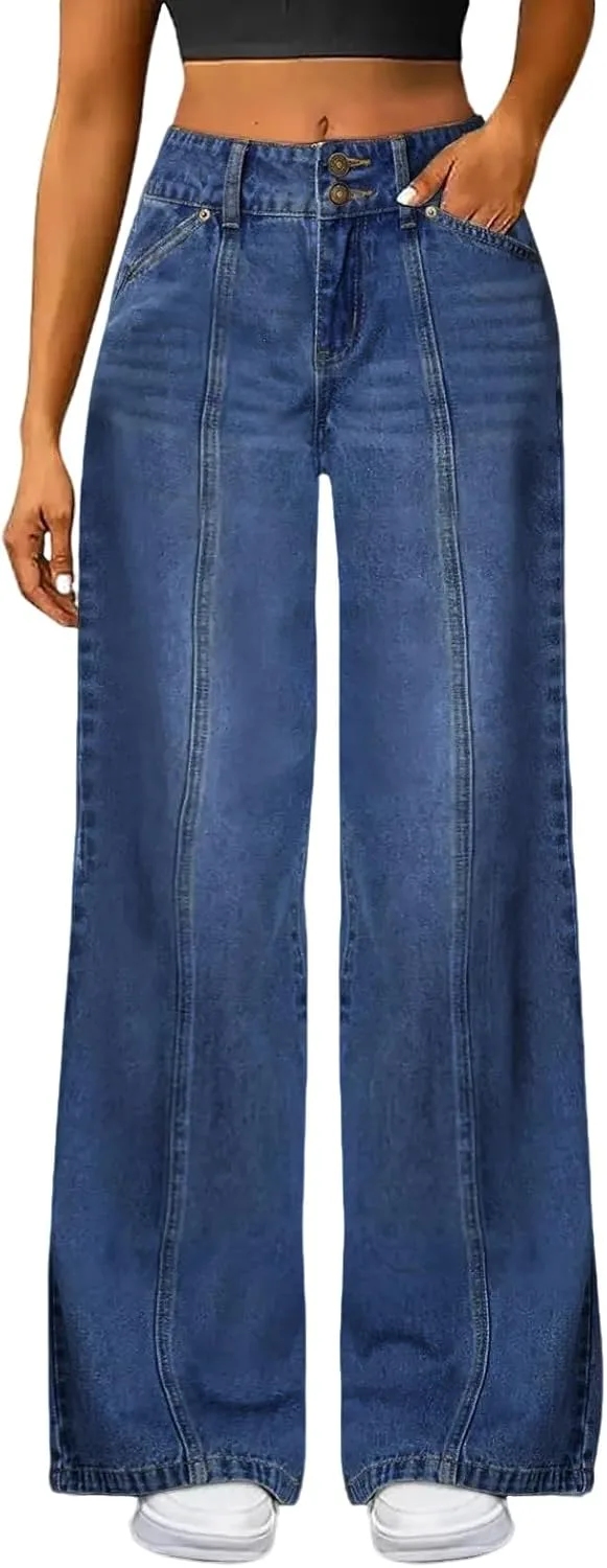 

Женские джинсы Wide Leg с высокой посадкой и прямыми штанинами Jielayou