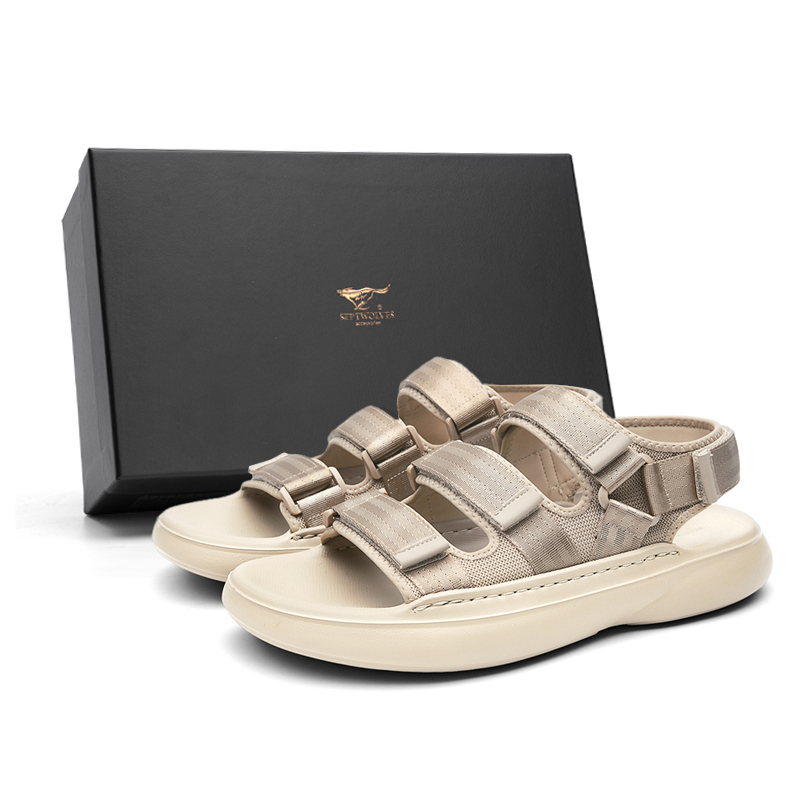 

SEPTWOLVES Пляжные сандалии мужские черные/хаки, цвет Khaki (Standard Leather Shoe Size)