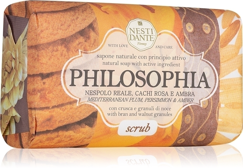 

Натуральное мыло-скраб Philosophia с отрубями и гранулами грецкого ореха Nesti Dante, 250 гр