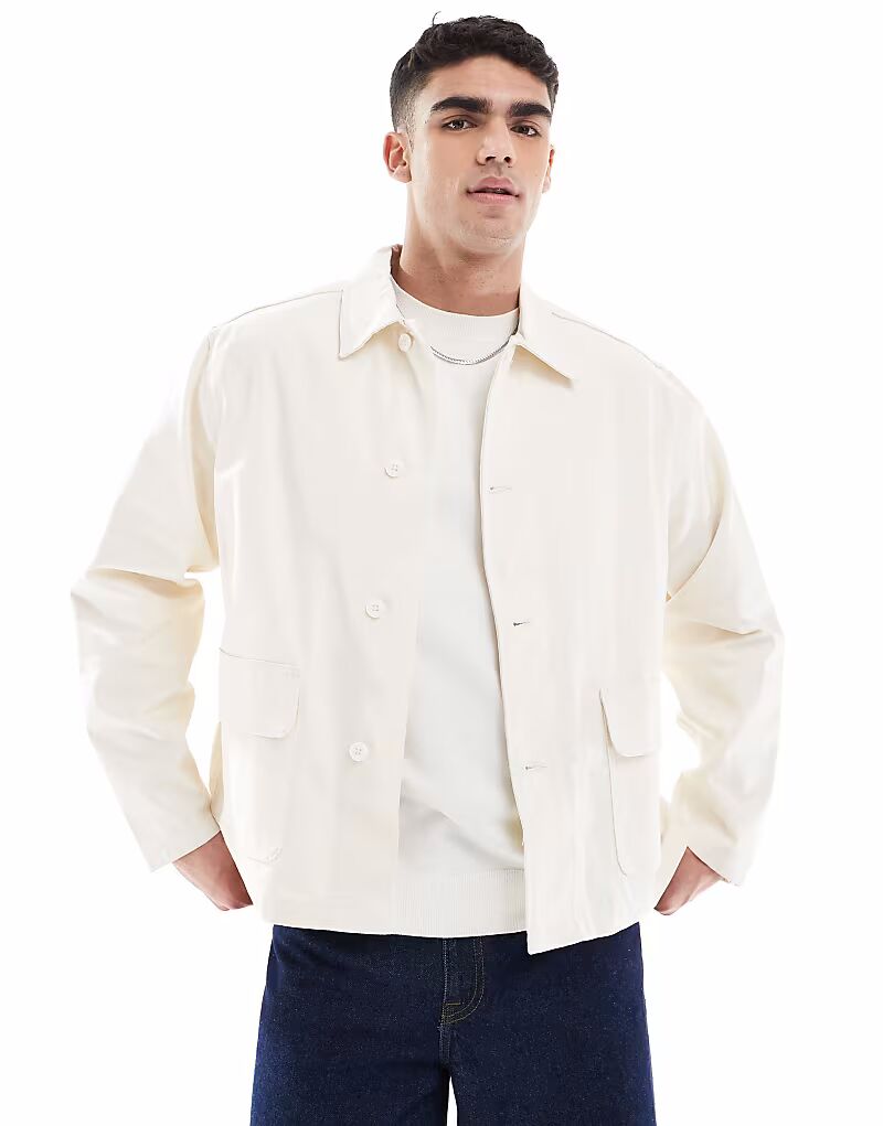 

Куртка тренера Jack & Jones с карманами, кремового цвета, Бежевый, Куртка тренера Jack & Jones с карманами, кремового цвета