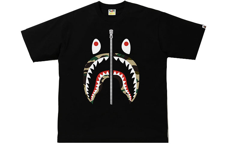 Футболка Bape 1st Camo Shark A BATHING APE, черная с желтым — фото 4