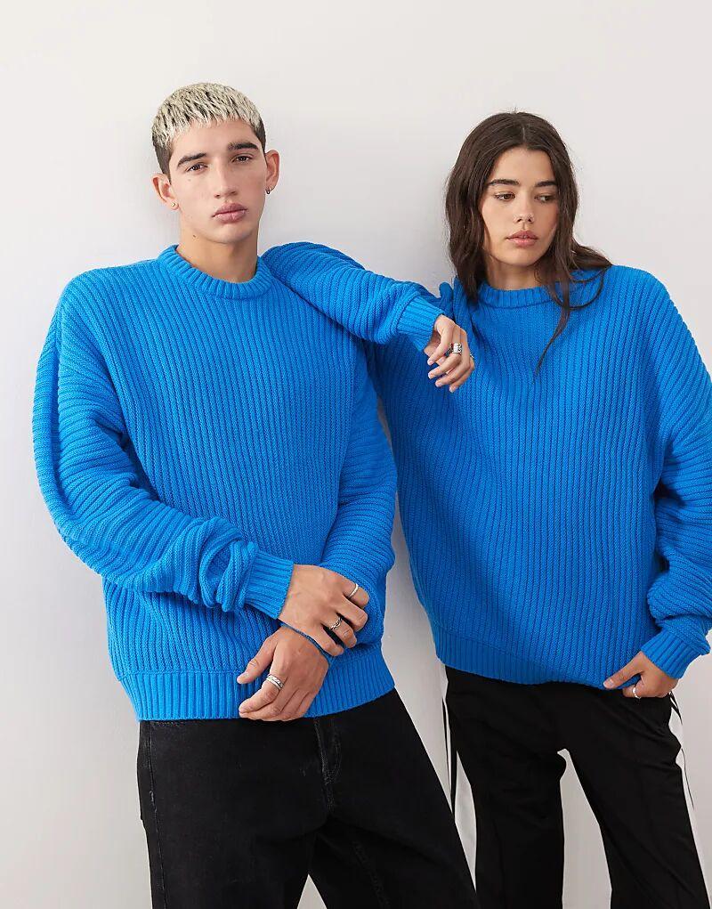 

COLLUSION UNISEX джемпер в рубчик в стиле рыбалки синего цвета