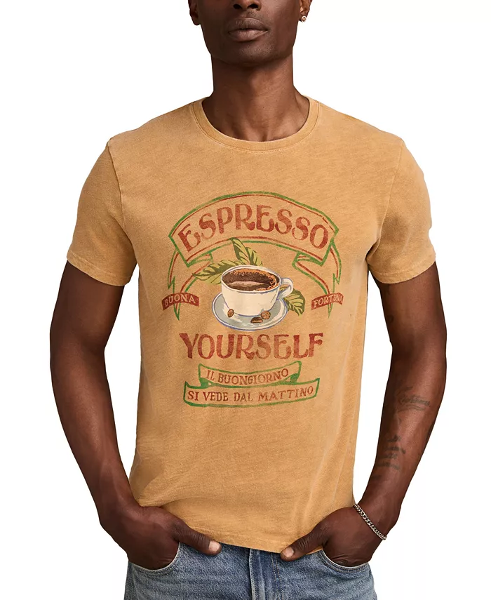 

Мужская футболка с коротким рукавом и принтом "Espresso Yourself" Lucky Brand, коричневый