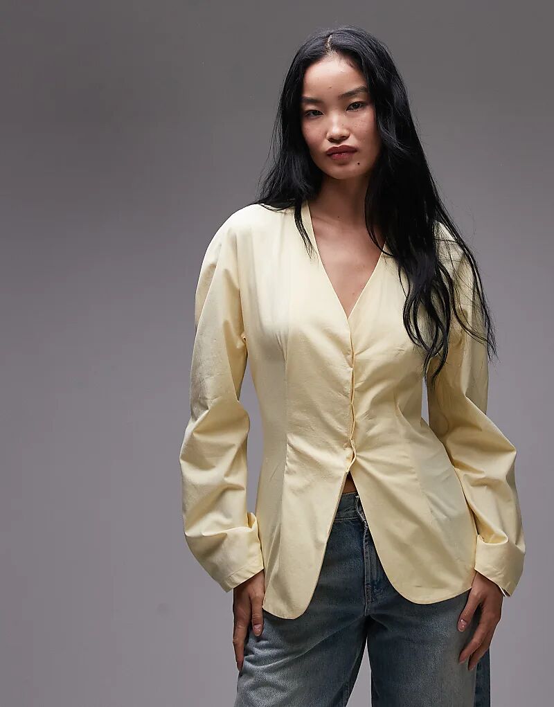 

Рубашка ASOS DESIGN с присборенной талией и рукавами-коконами цвета пахты