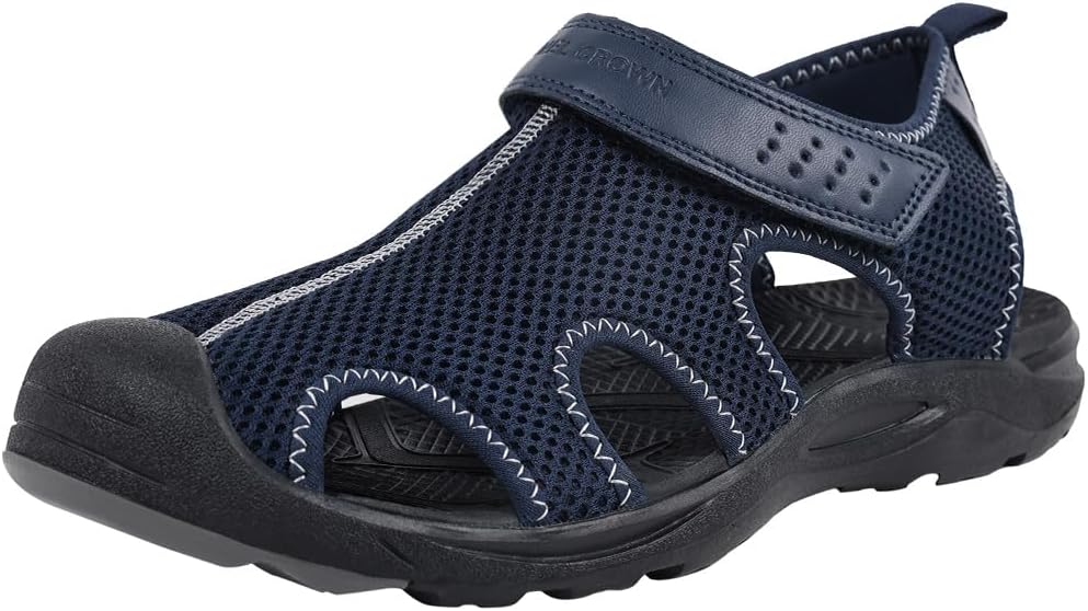 

Мужские сетчатые походные сандалии CAMEL CROWN с закрытым носком для пляжа, спортивные, для активного отдыха на улице, водонепроницаемые, летние, темно-синий