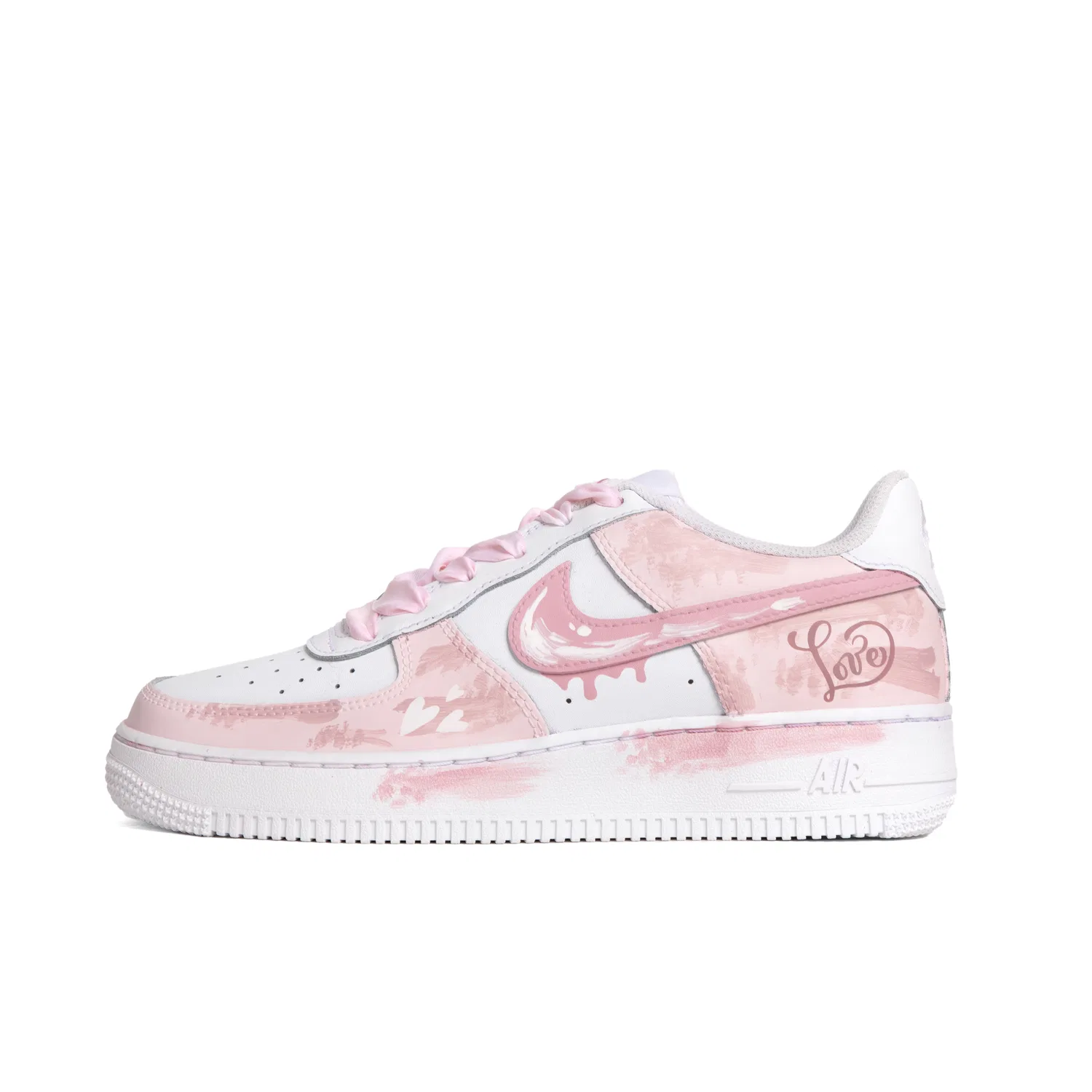 Кроссовки для скейтбординга Air Force Leather Low top Kids, унисекс Nike, White Pink