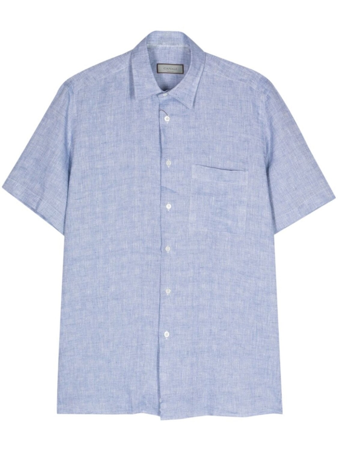 

Canali льняная рубашка с короткими рукавами, синий
