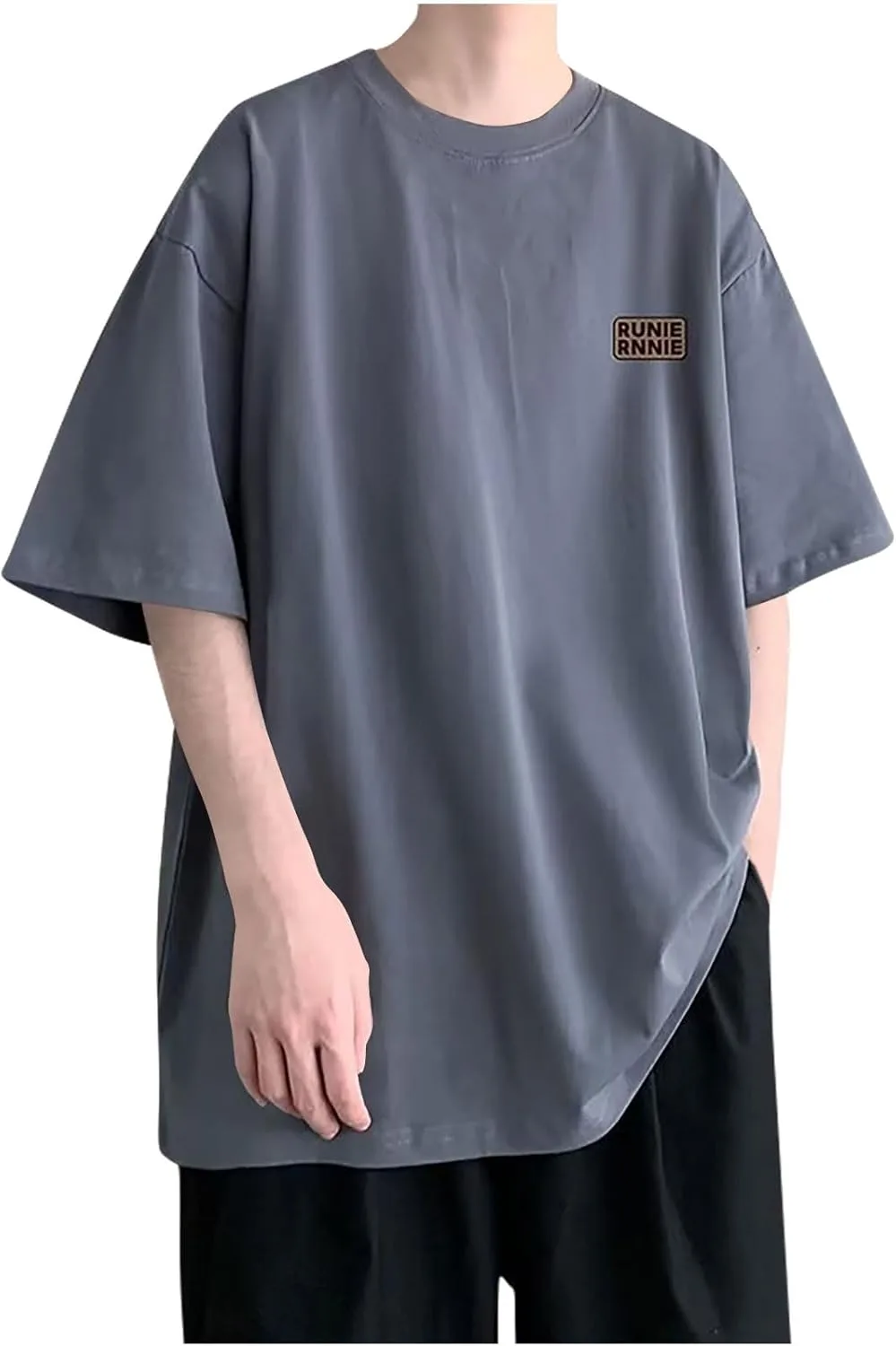 Мужская летняя футболка 2024 Oversized Loose Round Neck Y2k Comfort Breathable Dropped Shoulder