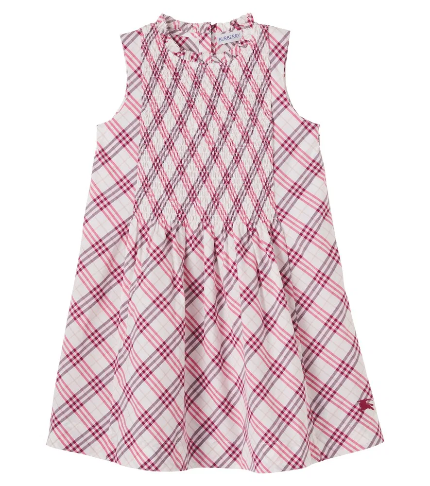 Хлопковое платье в клетку Burberry Burberry Kids, розовый