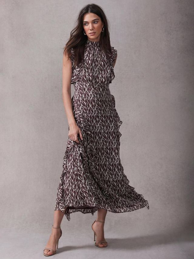 

Платье макси с принтом листьев Mint Velvet, Red Burgundy/Multi