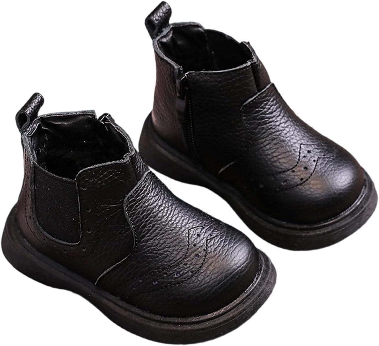 

Детские ботинки выше щиколотки, модные, повседневные, однотонные, осень-зима, водонепроницаемые, для улицы, с боковой молнией Generic, Black