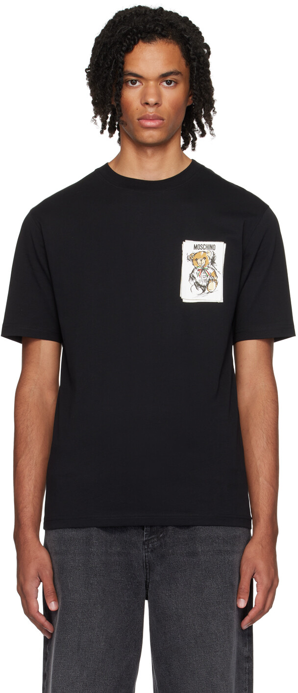 

Черная футболка с плюшевым мишкой Moschino