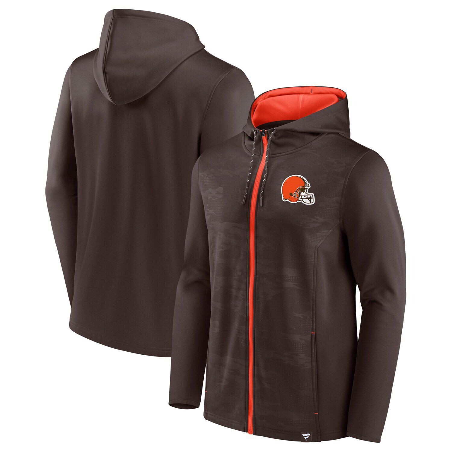 

Мужская фирменная коричнево-оранжевая толстовка с капюшоном Cleveland Browns с молнией во всю длину Fanatics, Оранжевый, Мужская фирменная коричнево-оранжевая толстовка с капюшоном Cleveland Browns с молнией во всю длину Fanatics
