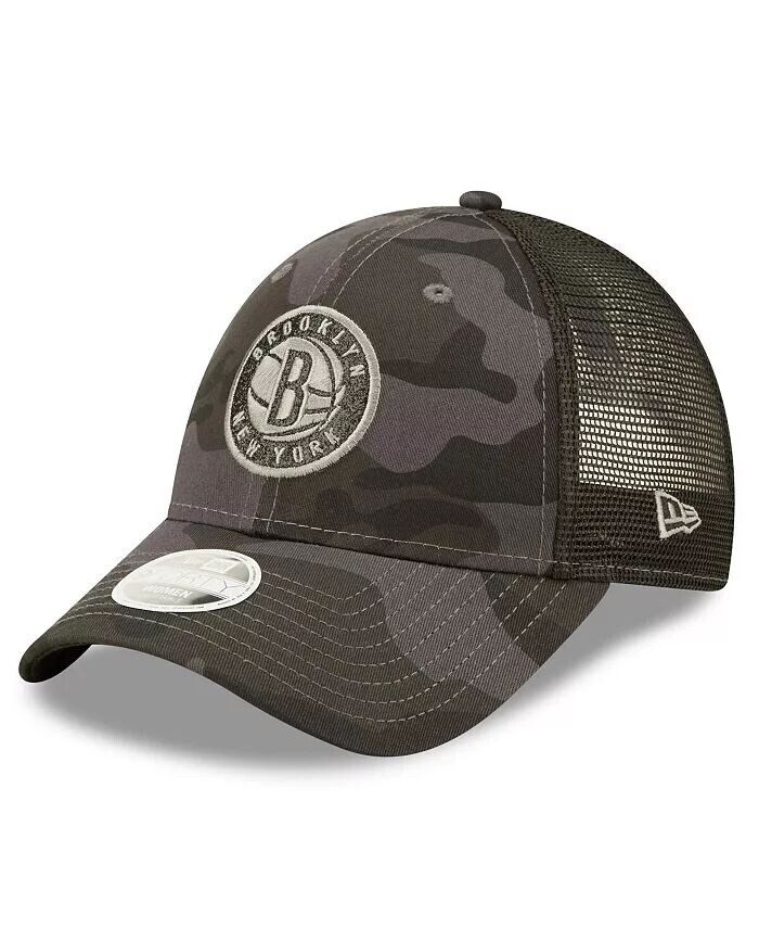 

Женская темно-серая кепка Brooklyn Nets Camo Glam 9FORTY Trucker Snapback New Era, серый