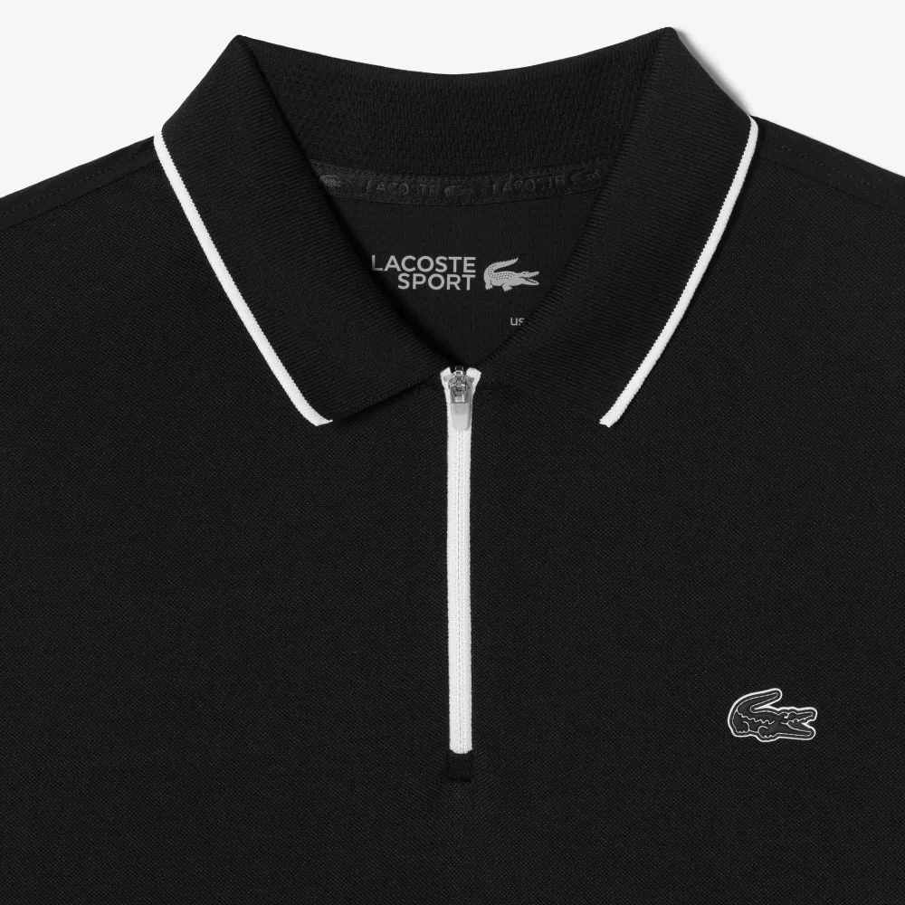 Футболка-поло Lacoste мужская на молнии, короткий рукав, черный — фото 2