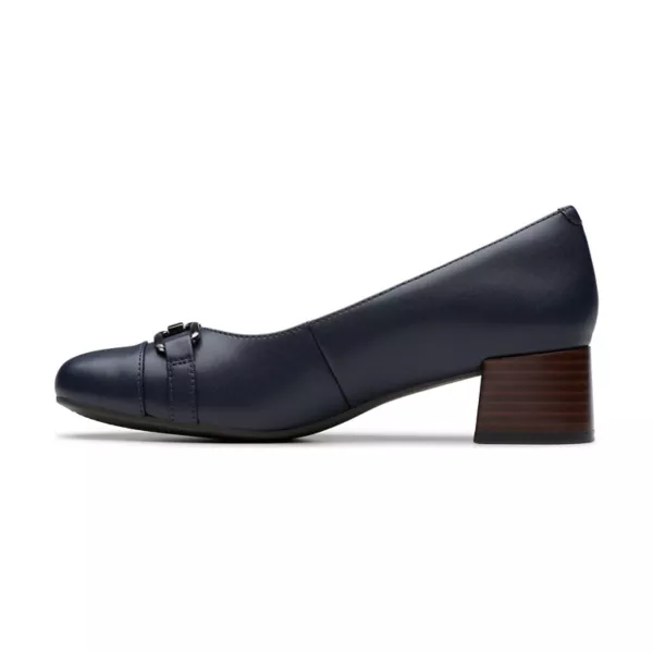 Айридесса эрин женские кожаные туфли на устойчивом каблуке Clarks, цвет navy leather — фото 3