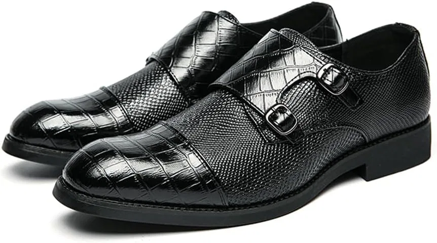 Туфли кожаные Monk Strap Loafers Black Abborora — фото 3