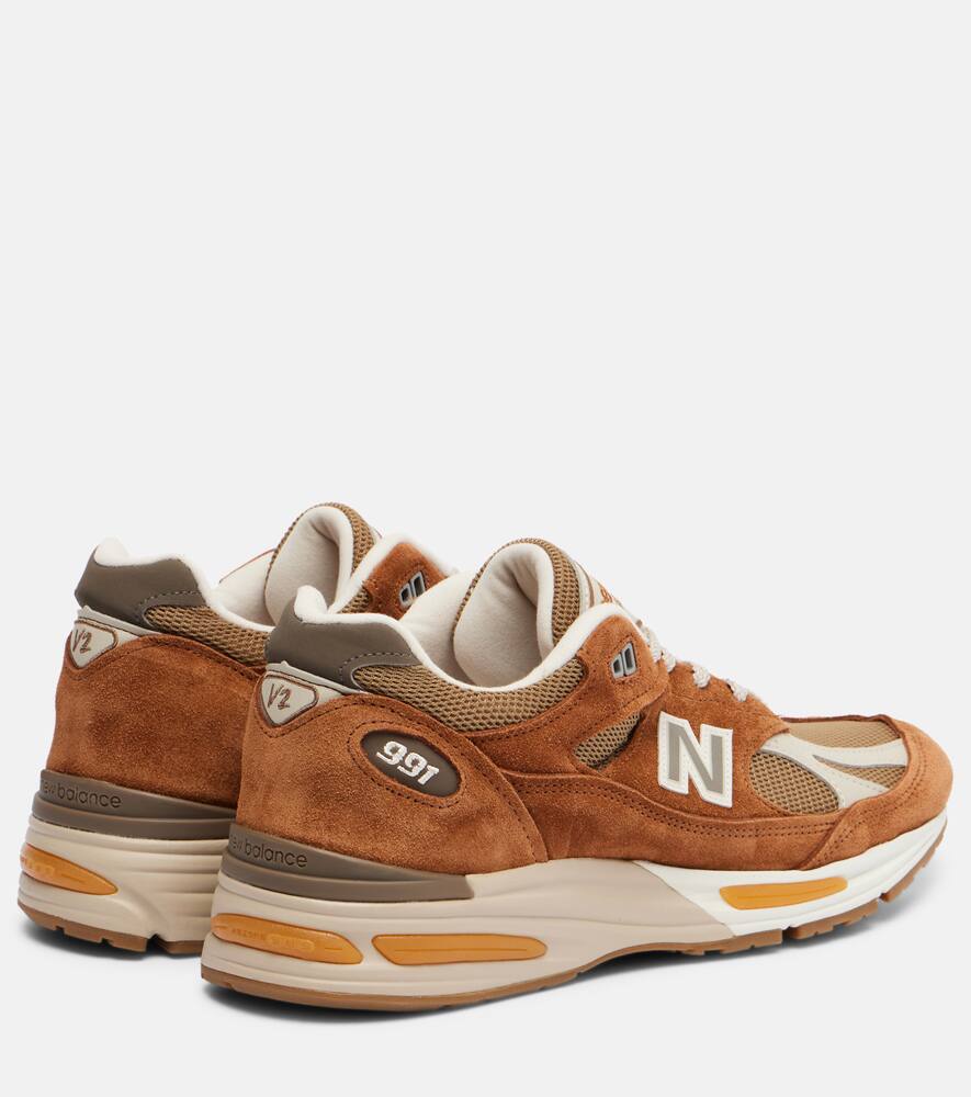 Кроссовки 991V2 с отделкой из замши Made In UK New Balance, Brown (225) — фото 2
