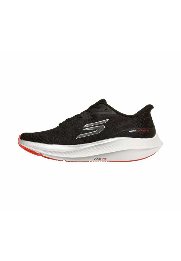 Кроссовки для бега по шоссе lauf aero pulse slipin Skechers Performance, Black Textile/Silver/Orange Trim