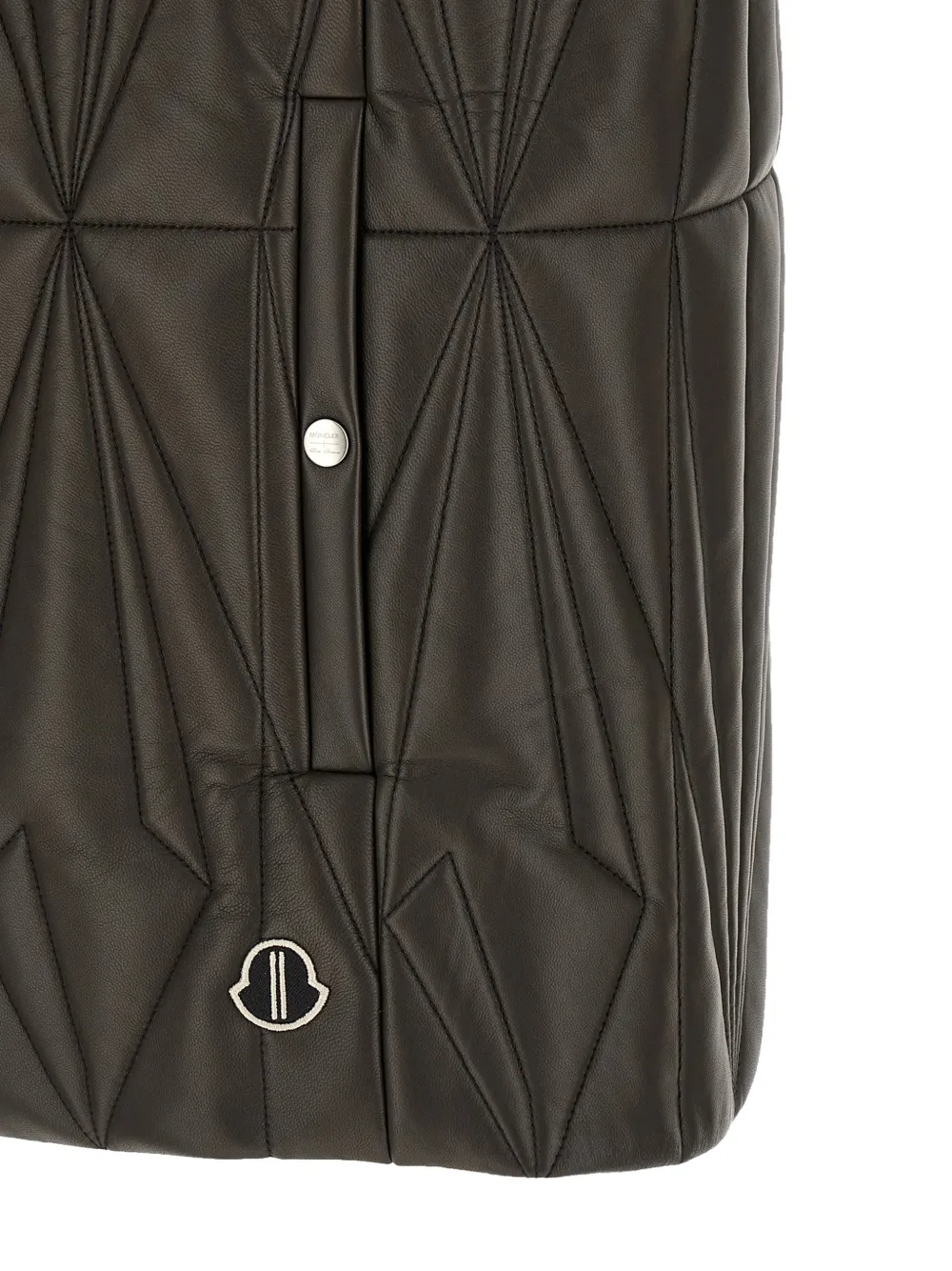 Стеганый кожаный жилет X Moncler Rick Owens, черный — фото 4