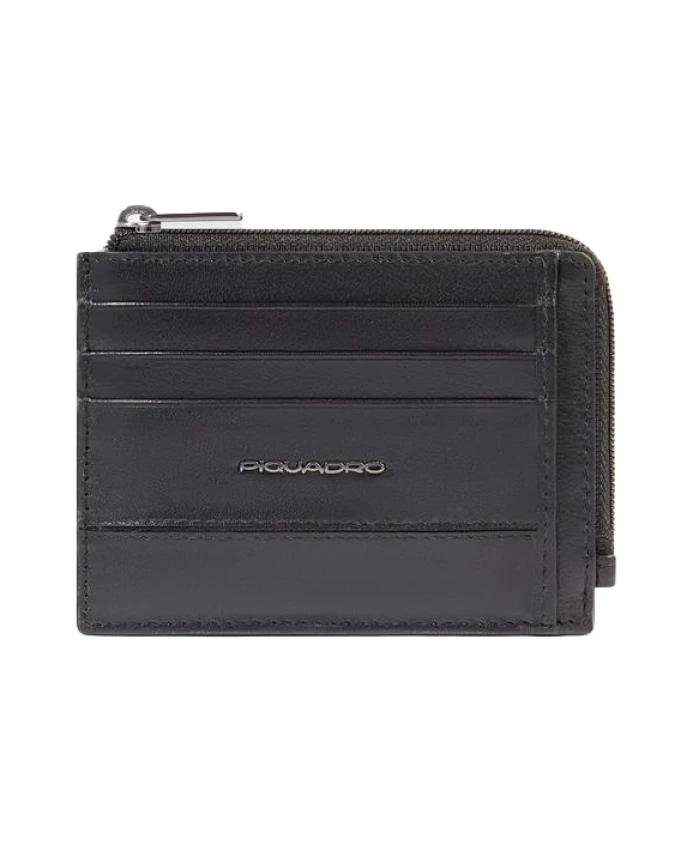 

Кошелек для монет с отделением для документов, слотами для кредитных карт, с защитой от RFID-сканирования. Piquadro, черный