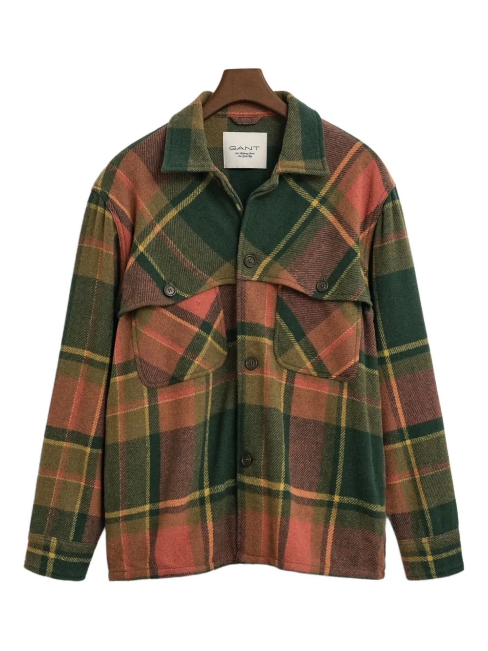 

Клетчатая куртка-рубашка из смесовой шерсти GANT 240 Mulberry Street, зеленый