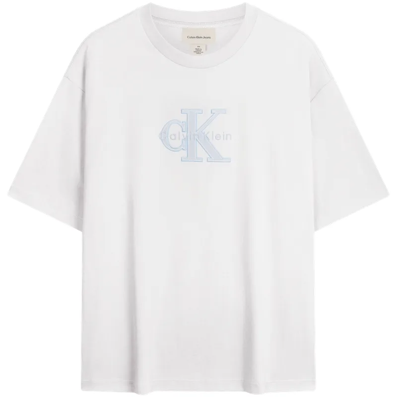 Футболка унисекс с круглым вырезом и прямым кроем Calvin Klein, YAF-Moon White