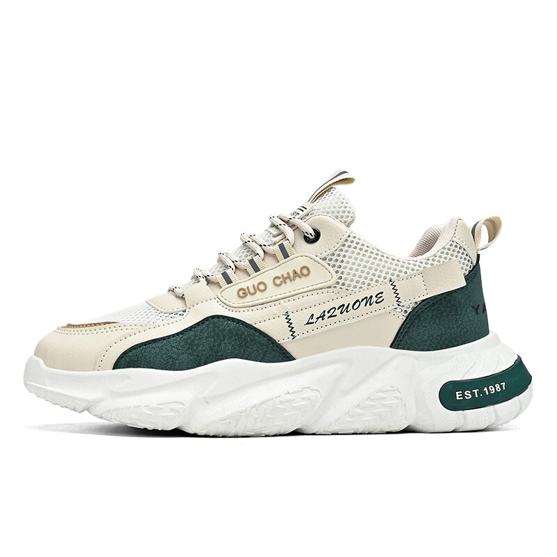 

Кроссовки мужские толстые низкие Yalu, бежевый/синий