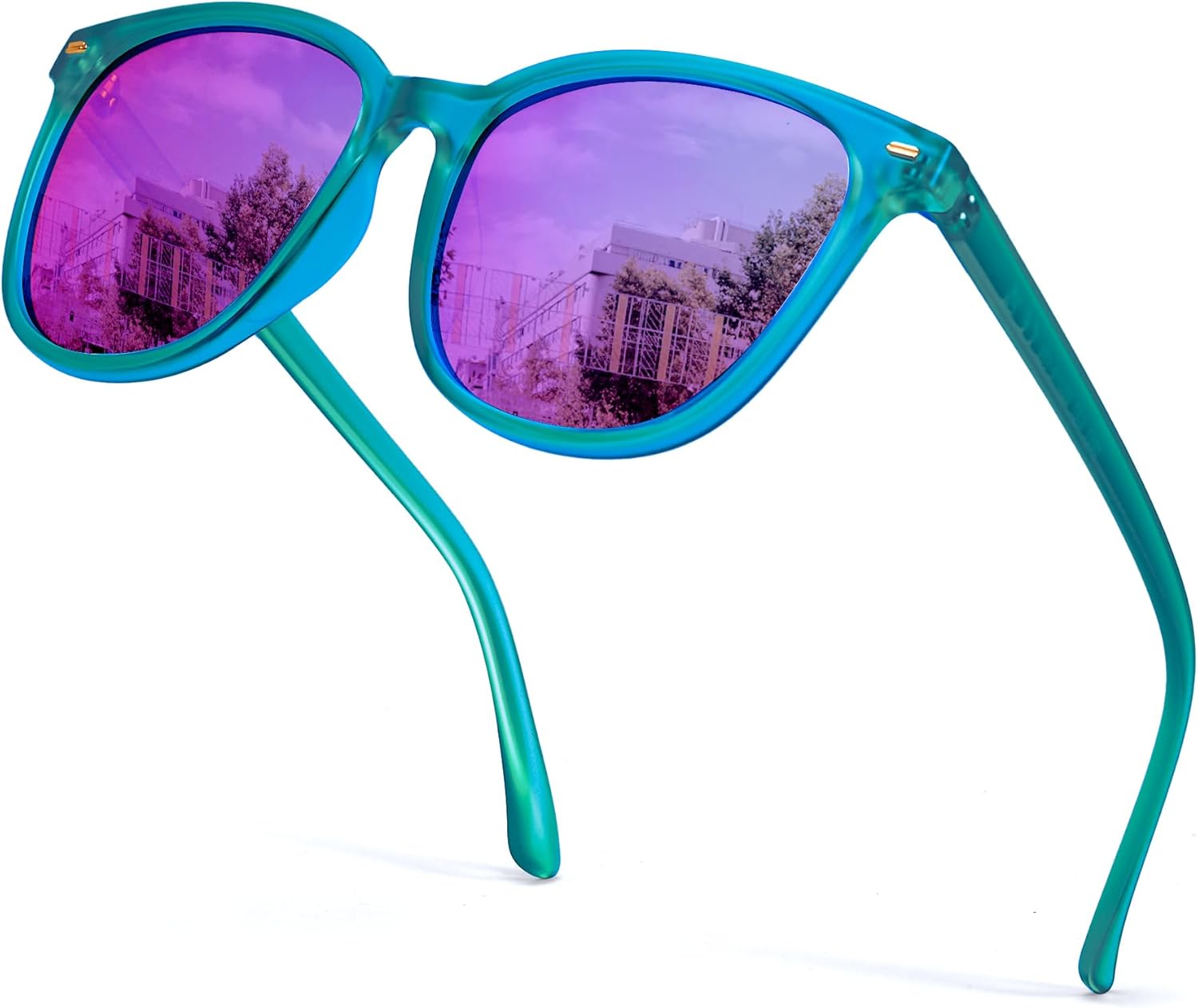 

Солнцезащитные очки SIPHEW с зеркальными поляризованными линзами для женщин - дизайнерские квадратные пляжные очки большого размера с защитой от УФ-излучения UV400, A27-matte Green Frame Purple Lens