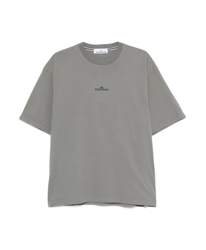 

Футболка с вышитым круглым вырезом Stone Island, серый