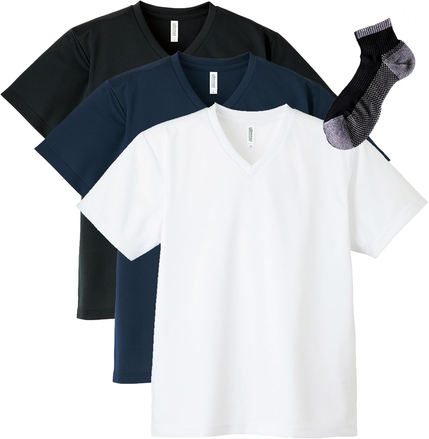 

Футболка унисекс с коротким рукавом, с V-образным вырезом Glimmer, белый/темно-синий