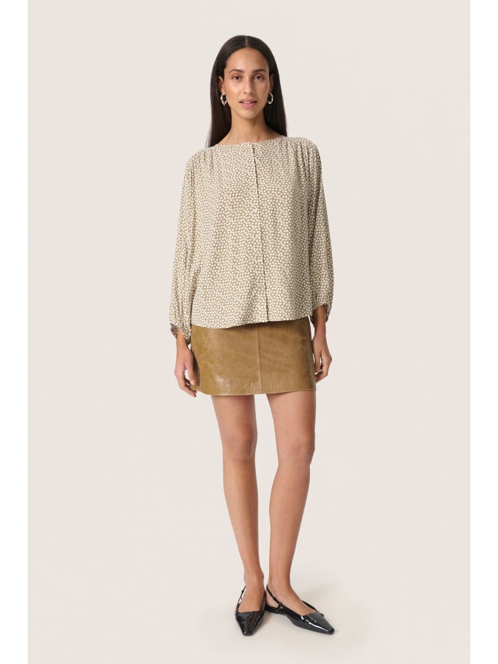 

Блузка с длинными рукавами SLArjana свободного кроя цвета хаки, зеленого цвета с белыми горошинами Soaked in Luxury