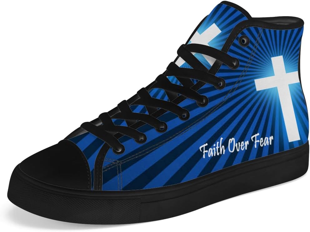 

Кеды на высокой подошве chebing для мужчин и женщин, Faith Over Fear, с верхом из ткани, шнуровкой, повседневные, подарок для мужчин и женщин, синий