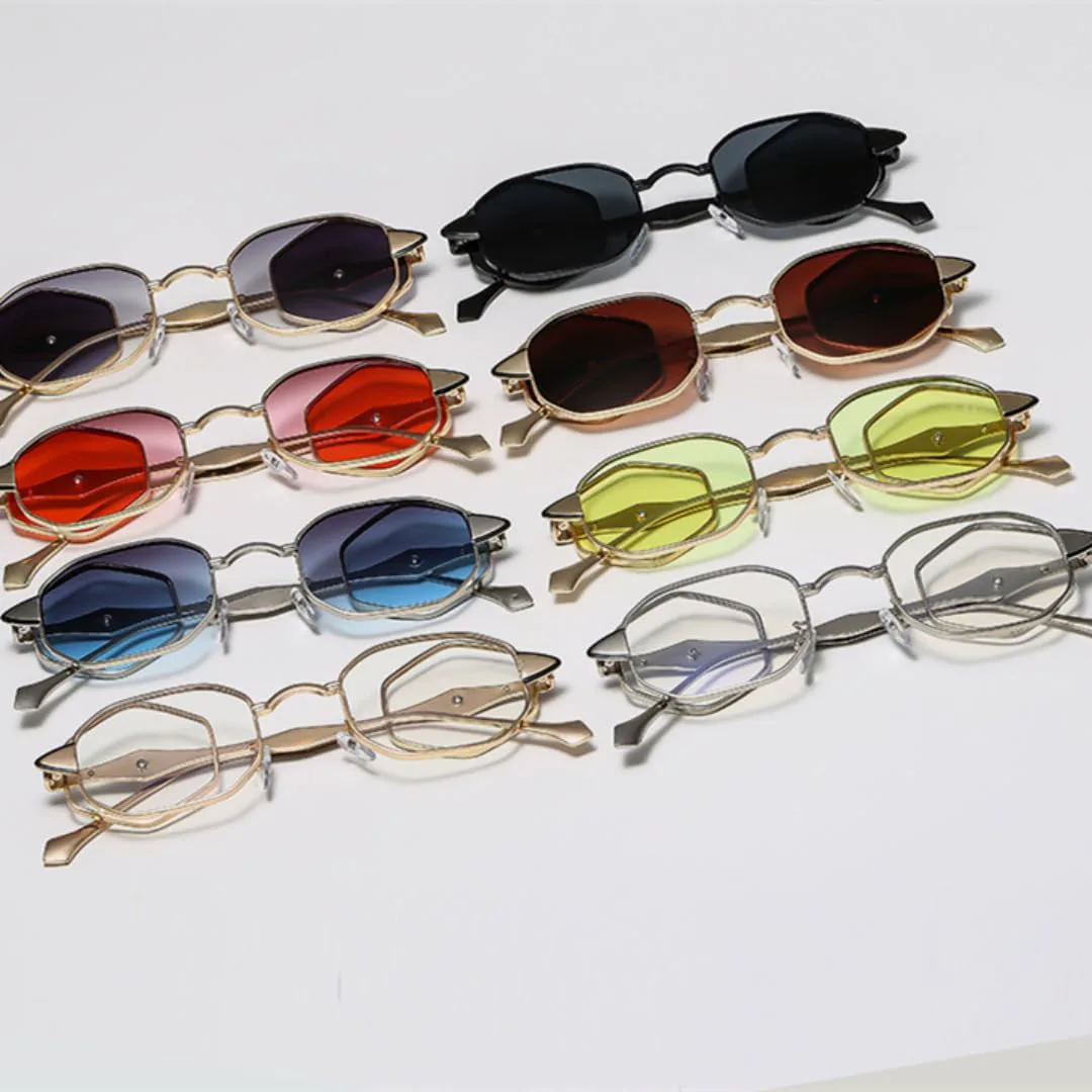 

Панк-солнцезащитные очки для женщин, сексуальные, с двойными линзами, металлическая оправа, градиентные линзы, защита от УФ-излучения UV400 HHZZYVY, Silver-clear