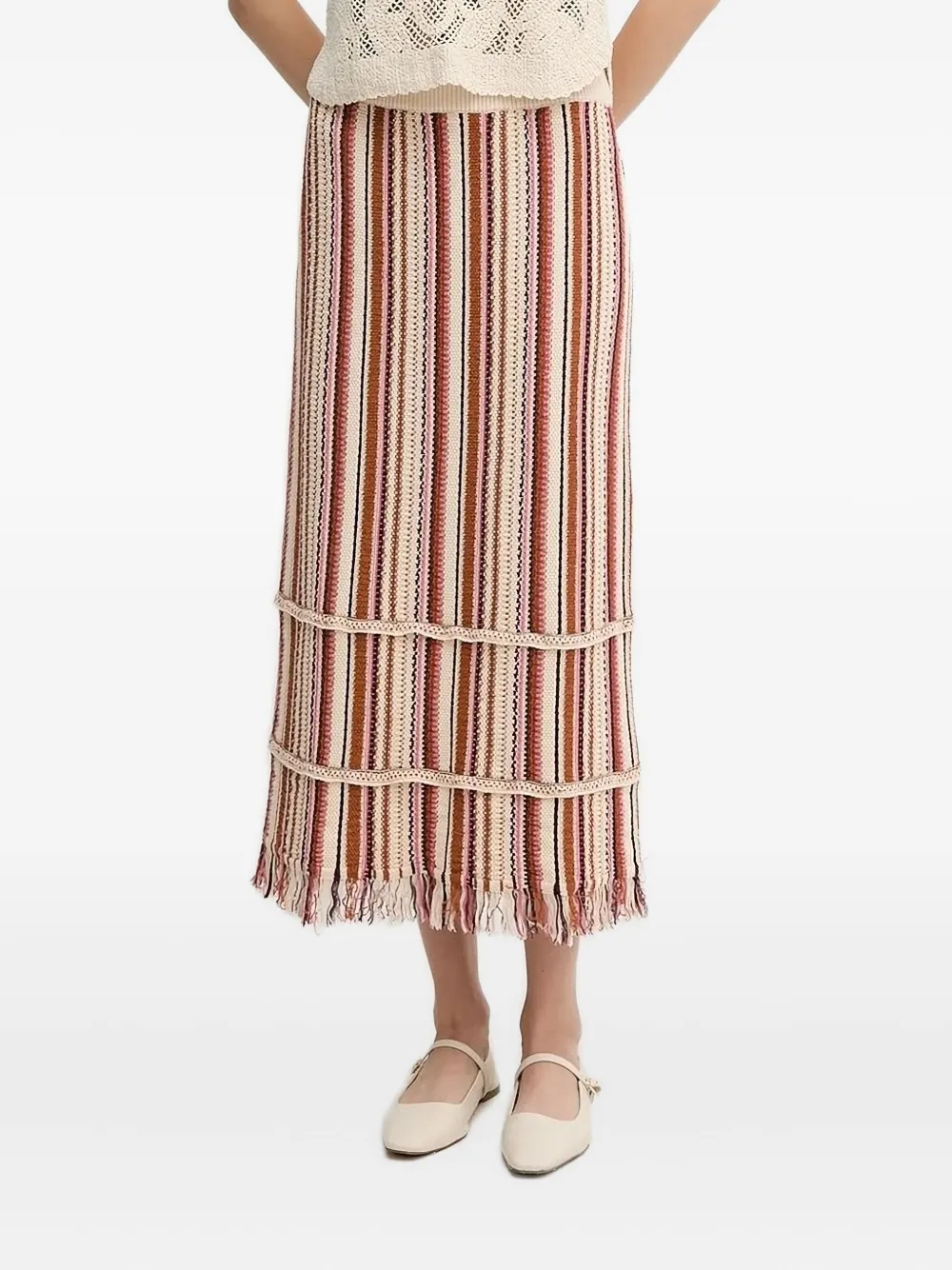 

Полосатая юбка с бахромой Hoss Intropia, красный