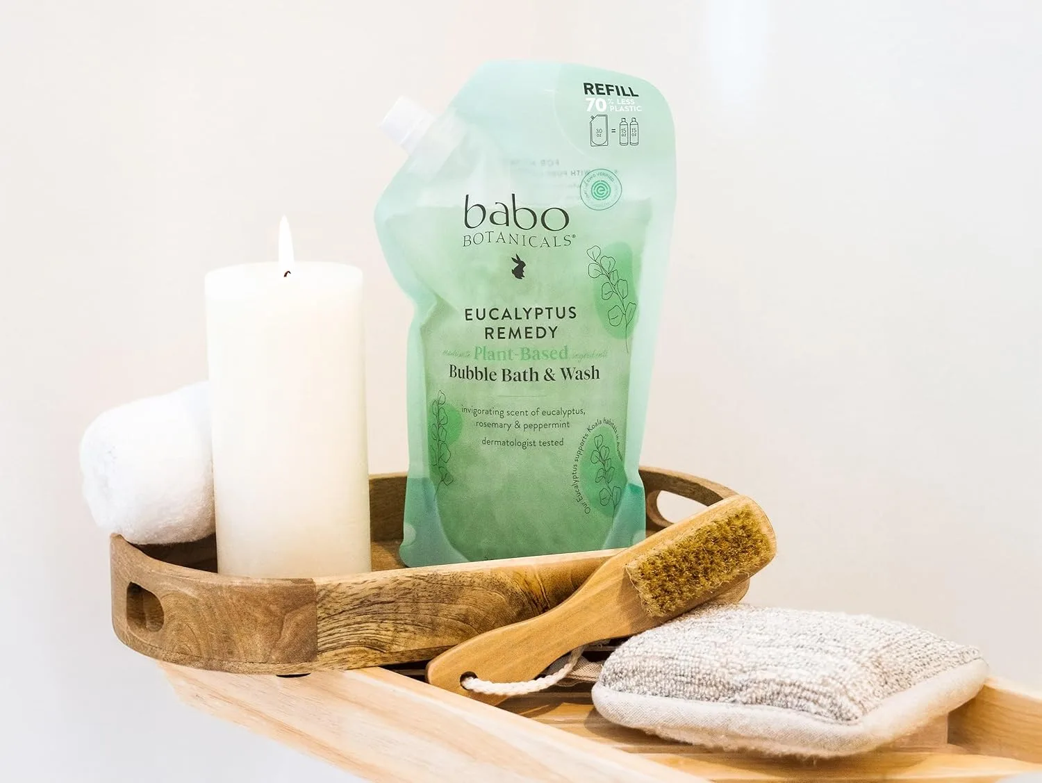 BABO Botanicals Eucalyptus Remedy 2-в-1 Пена для ванны и гель для душа - Освежающий аромат эвкалипта, розмарина и мяты перечной - Для всех возрастов - Сертифицировано EWG - Веганский продукт 887 мл (1 шт.), Eucalyptus — фото 2