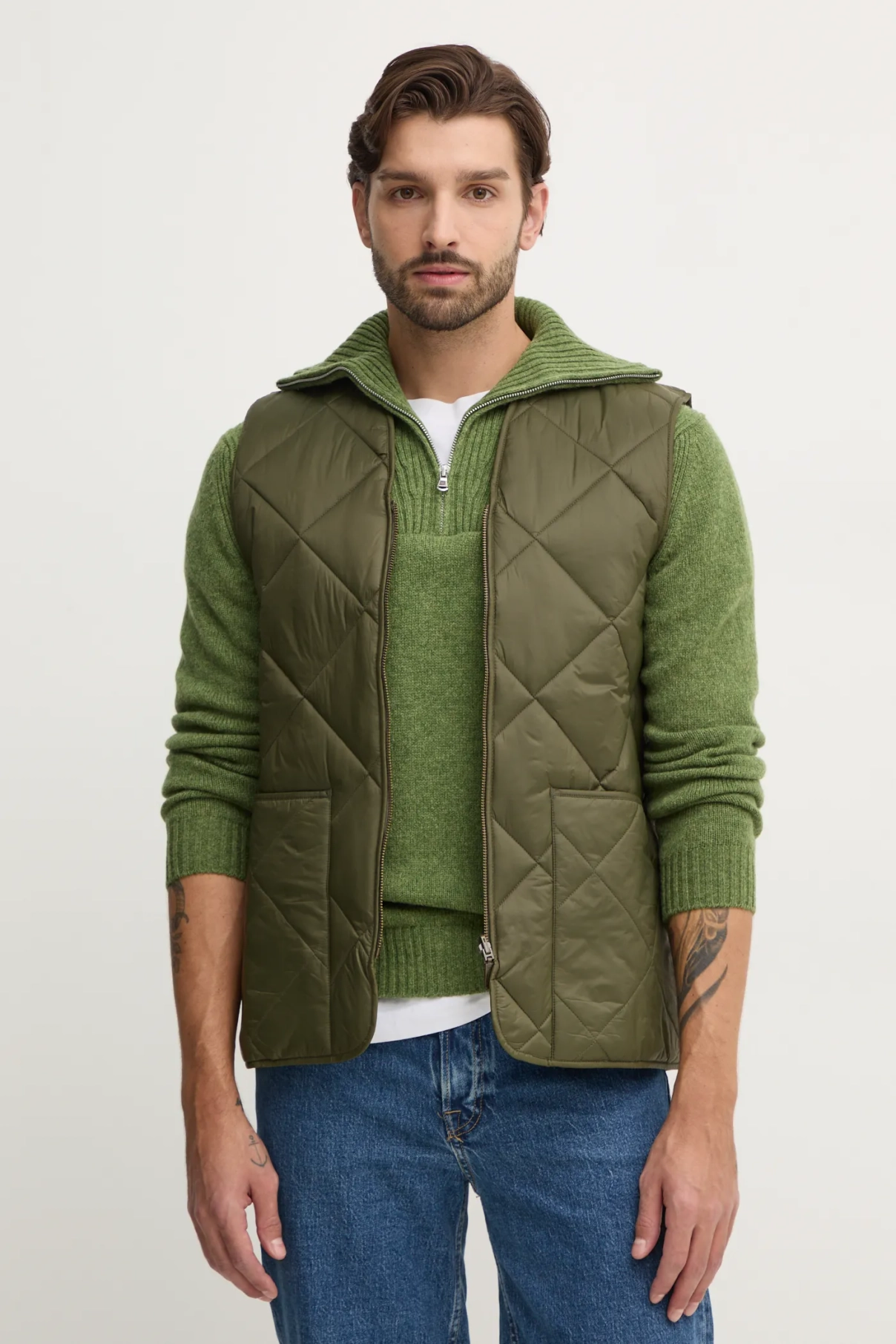 

Двусторонний жилет со стеганой подкладкой Large Box Barbour, зеленый
