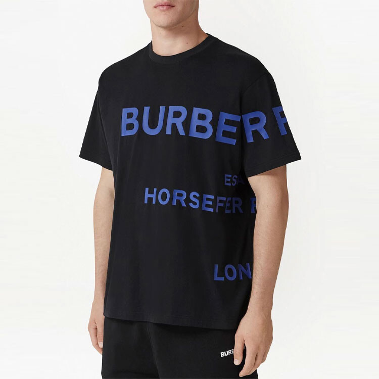 Футболка Burberry Horseferry оверсайз с принтом, хлопок, Черный Синий — фото 3