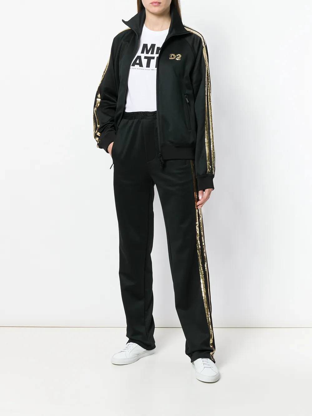 Спортивные брюки, украшенные пайетками DSQUARED2, черный — фото 2