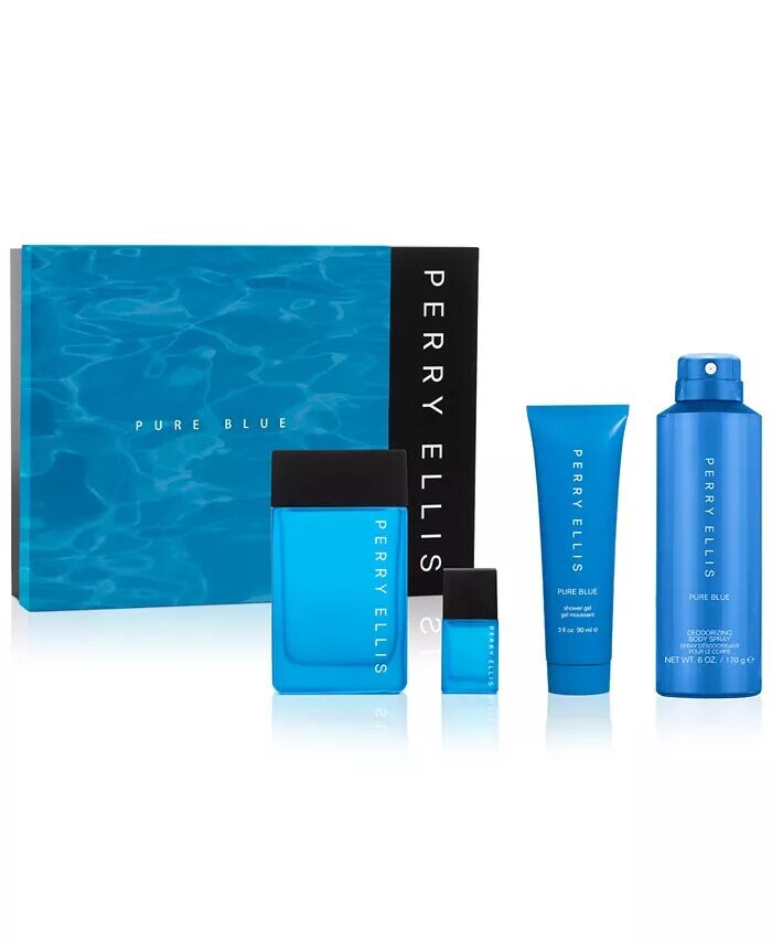 

Мужские 4 шт. Подарочный набор туалетной воды Pure Blue Perry Ellis