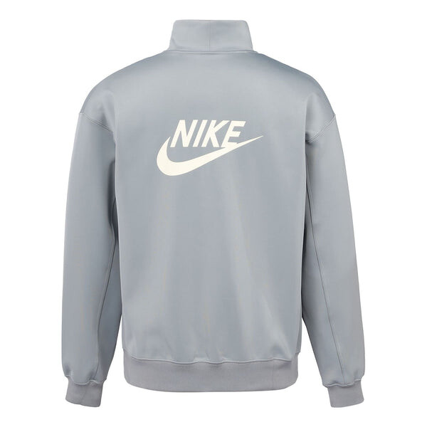 

Толстовка Men's Nike Back Alphabet Logo Printing Half Zipper Stand Collar Long Sleeves Jacket Milky Gray, серый