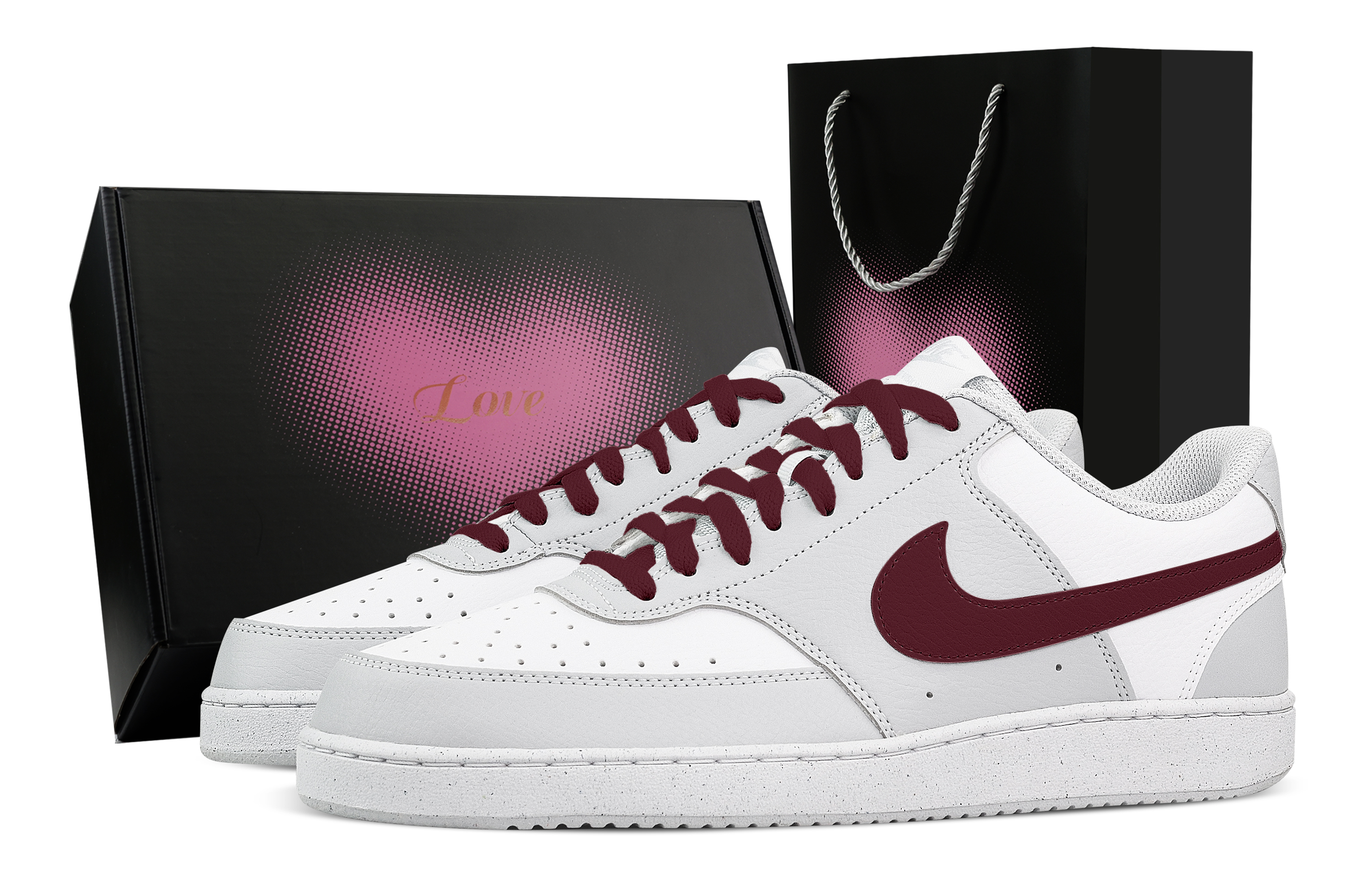 

Nike Кроссовки Court Vision Cloud Sandalwood Heart Box с низким верхом, устойчивые к истиранию, для скейтбординга, мужские, белые, серые, красные