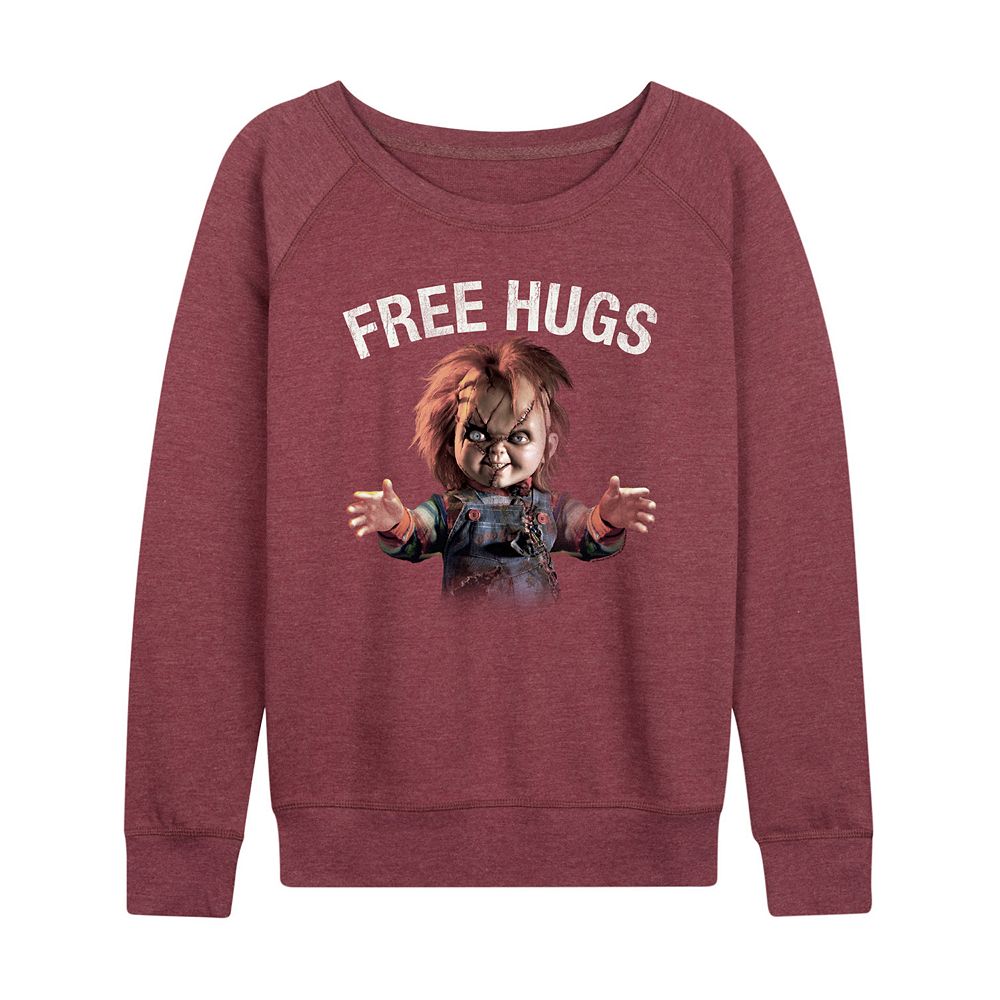 

Женский легкий свитшот из френч терри Chucky Free Hugs Licensed Character, цвет Heather Dark Red