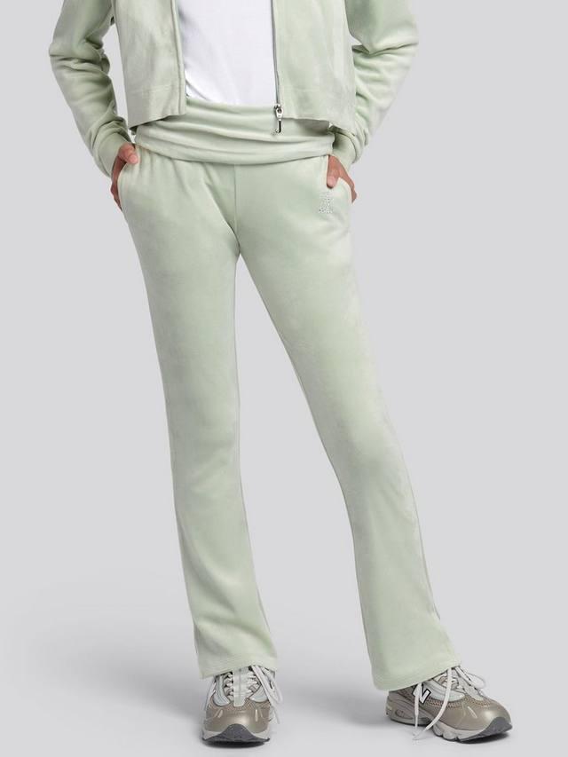 

Детские джоггеры с поясом на манжете из велюра Juicy Couture, Frosty Green