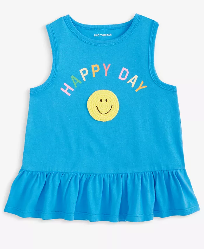 

Детская майка с рюшами Happy Day для девочек Epic Threads, синий
